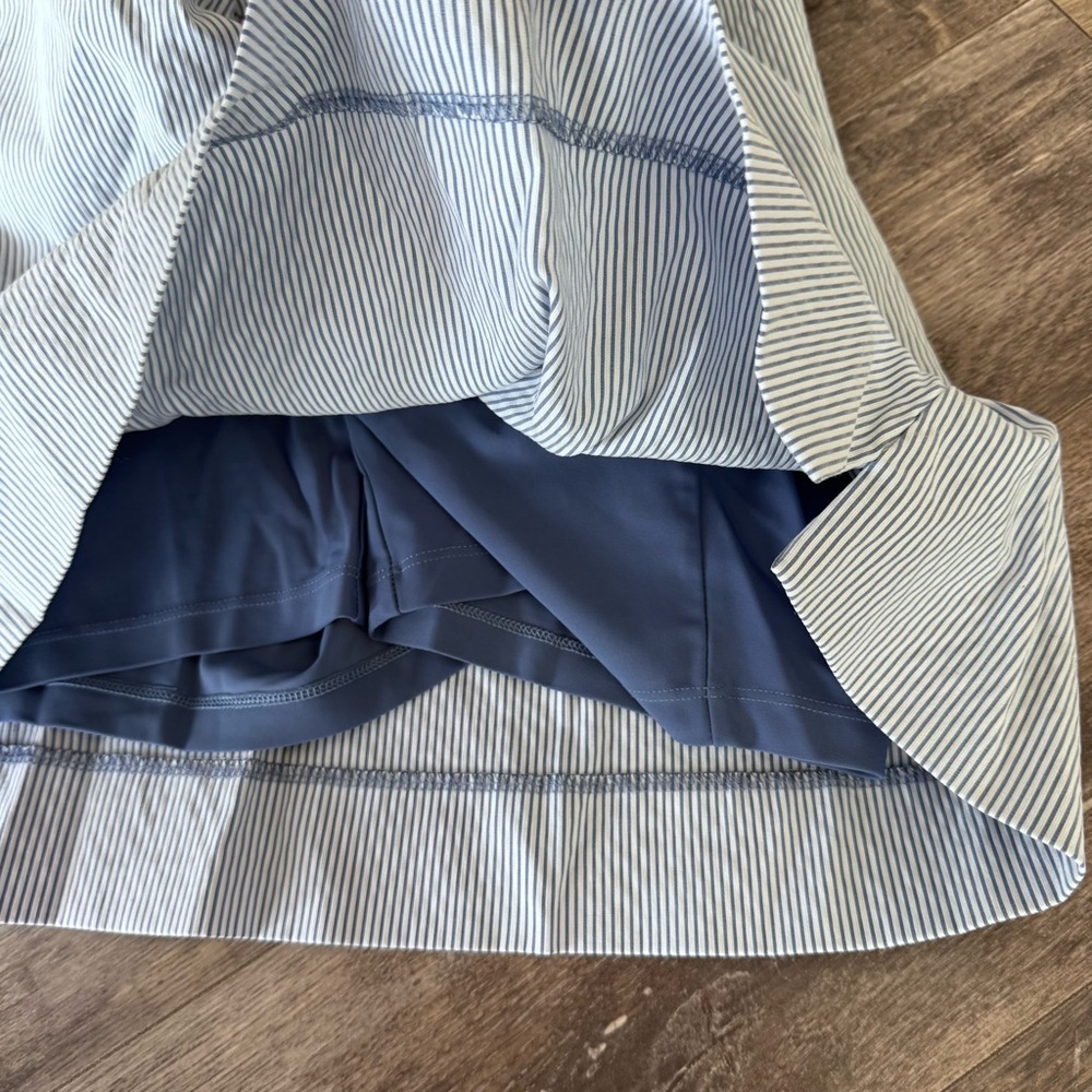 SC&CO Comfortable Stretch Double Wraparound Skort - Striped Blue & White - Picture 3 of 9